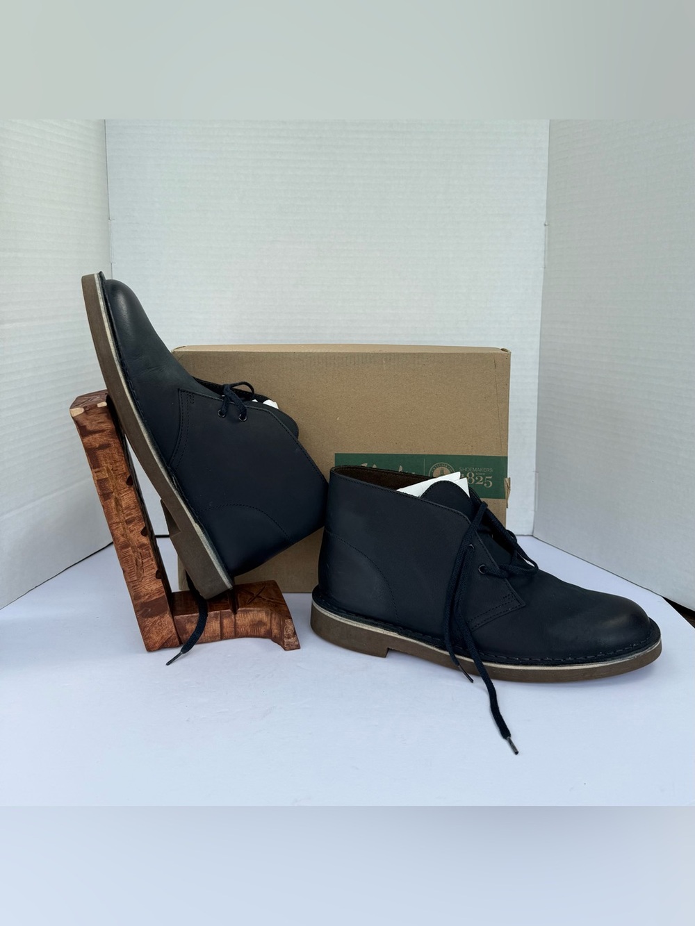 Clarks Bushacre 2 Boots Chukka Boots Navy Leather Mens Size 9M 26112316 New
